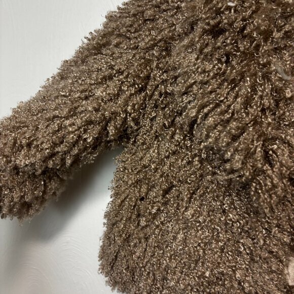 Elisa B. Faux Fur Cropped Coat Brown Satin Lined Clasp Girls Youth Kids Size 14 - Picture 3 of 7